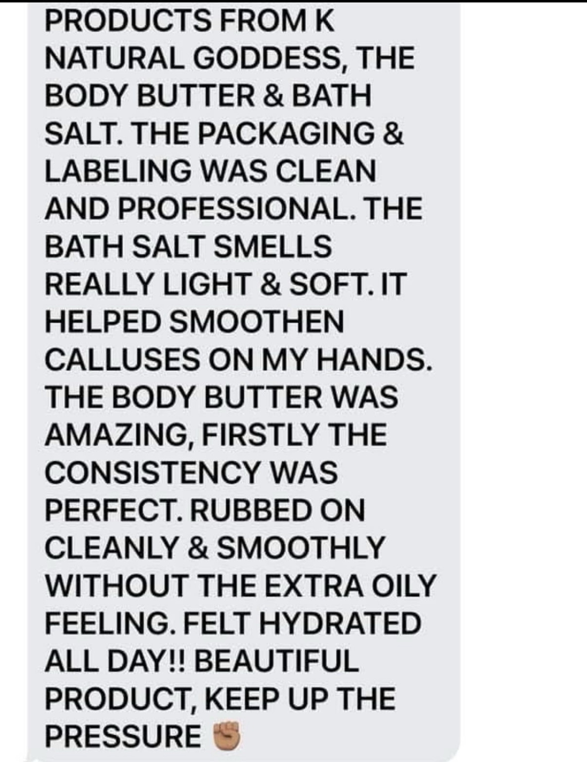 Real customer message