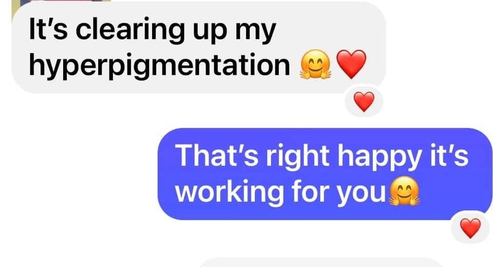A happy customer sharing her glow.